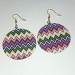 Zig Zag Colorful Shimmer Dangling Boho Pierced Earrings Purple Photo 2