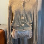 Spiritual Gangster Tan Cardigan with V-Neck and Cozy Texture Photo 1