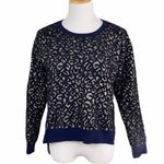 ZARA Knit Navy Blue Leopard Print Fuzzy Sweater Photo 0