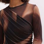 ZARA dress mini long sleeve brown tulle ruched party evening cocktail Photo 4