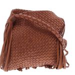 Anthropologie MAX & JAN Brown Woven Fringe Leather Crossbody Shoulder Bag - Brown Lined NWOT Photo 1