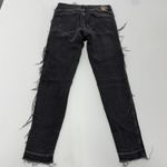 ZARA Jeans Womens US 2 Denim Black Washed Skinny Frayed Fringe Grunge Photo 1