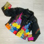 Vintage Anage Cityscape crop long sleeve button front embroidered beaded jacket Black Size M Photo 1