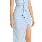 Likely  Sallie Womens Ruffled Side Slit Maxi Dress Blue 2 Photo 0
