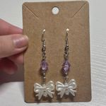 Handmade Purple & White Coquette Bow Earrings Photo 3