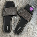 Qupid NWOT  Women’s Black Slide Sandals with Rhinestones sz 6.5 Photo 0