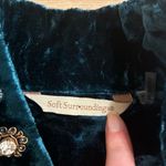 Soft Surroundings  Teal Green Velvet One Button Embellished Blazer Size M Photo 4