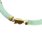 14K Yellow Gold Natural Jadeite Jade Tube Link Bracelet Photo 2
