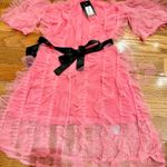 Michella vintage 1990s Barbiecore off the shoulder tulle pink/black bow dress M Pink Size M Photo 14