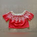 Flying Tomato Summer Tropical floral crochet orange White top plus Size 2X Photo 15