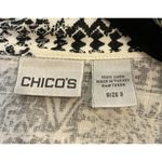 Chico's  3 US Size XL Button Shirt Top White Black Short‎ Sleeve Linen Geometric Photo 4