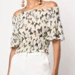 L'Agence Like New L’AGENCE Bexley Top Butterfly Print Off Shoulder Smocked XS Retail $260 Photo 1