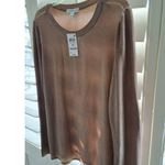 And Now This Womens Trendy Plus Size 2X Ribbed Crewneck Almond Tan NEW $29 Top Photo 0