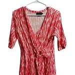 Pendleton  Women's Dress Petite Small Salmon/Pink Faux Wrap 3/4 Ruched Sleeve Photo 1