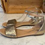Old Navy Laser cut peep toe metallic gold ankle strap sandals summer size 7 Photo 0