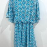 Charming Charlie Aqua blue and white all over print flowy dress size small Photo 1