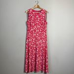 Ralph Lauren Lauren Sleeveless Floral Fit & Flare Midi Dress Womens 12 Pink Chic Photo 3
