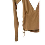 Forever 21  Bolero Top Womens Size L Brown Long Sleeve Open Back Tie Neck Waist Photo 3