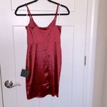 Lulus NWT Lulu’s Forever Your Girl Wine Red Satin Bodycon Dress Photo 2