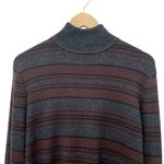 Classiques Entier NWT  Merino Wool Stripe Mock Neck Sweater Brown Gray Size XL Photo 4