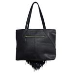 Steven By Steve Madden Black Leather Fringe Boho Tote Shoulder Bag 18x13x4.5 Photo 2