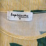 Impressions  medium hi low blouse scoop neck yellow white striped fruit ties Photo 5