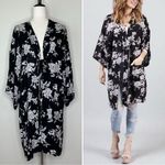 Spiritual Gangster  Black White Floral Kimono Photo 1