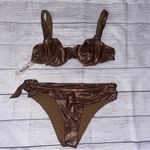 NWT Devon Windsor Swim x Alexis Rose Gold Bikini Brown Size L Photo 3