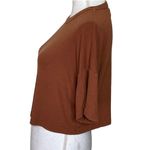 Naadam Ribbed Lightweight Cropped Top Tee Cashmere Blend Short Sleeves Size S Brown Photo 3