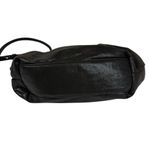 Anthropologie  Jory Black Metallic Clutch Crossbody Dumpling Bag Vegan Leather Photo 2