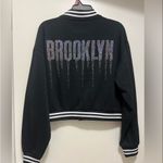 Common Stitch Chic Black and White Varsity Jacket with '89' & Brooklyn Dripping Size L Photo 13