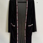 Black Sheer Duster with Logo Trim Size 1X Photo 0