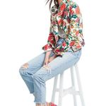 Pilcro x The Letterpress by Anthropologie Floral Denim Moto Jacket Red Photo 1