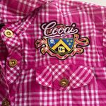 COOGI  Women's 1X Pink Plaid Button Down Western Blouse Rhinestone‎ Bling Photo 3