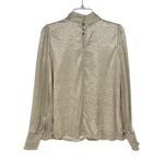 Skies Are Blue by Avara Gold Metallic Blouse Sleeve Keyhole Neckline Sz M Photo 1