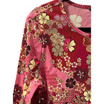 Johnny Was Active Size Medium Yama Long Sleeve Mesh Shirt Floral Colorful Pink Photo 2