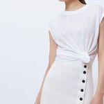 Revolve NWT BLDWN Wednesday Skirt Optic White Buttons Pockets Cotton Linen Photo 3