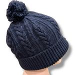 Abercrombie & Fitch Navy Cable Knit Hat Winter Cap Beanie Preppy Ski Pom Pom Photo 3