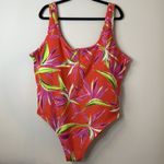 Old Navy  Womens 3X Multicolored Floral Front Zipper One Piece Plus Size Swimsuit Photo 1
