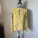 Anthropologie  Maeve Floral Balloon Sleeve Yellow Blue Keyhole Front Size 10 Photo 3
