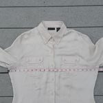 NY & CO 3/4 Sleeve Silky Button Down Shirt Tan Size L Photo 11