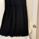 Love Squared Black Lace Hem LBD Sheer Chiffon Surplice Dress Whimsigoth Fairy 2x Photo 1