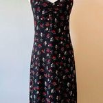 No Comment Floral Print Midi Dress Black and Red Size M Photo 0