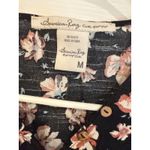 American Rag Floral Button Up Tie Front Top Black Pink White Medium Photo 2