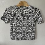 Chico's ‎ Everyday V-Neck TShirt Size 2/Large Black White Pattern Pima Cotton Photo 2
