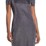 Marina Gunmetal Metallic Silver Cold Shoulder Mini Dress‎ Size S NWT Photo 0