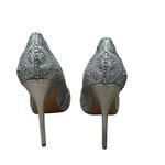 Badgley Mischka Badgley Mishka Whitney rhinestone peep toe slim stiletto women’s 8 silver heels Photo 6