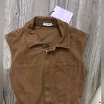 Avec Les Filles  Womens Romper Sz 30 Tan Orange Belted Photo 3