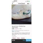 Nike  Shoes Women 8.5 Sail Mystic Green Leather Air Force‎ 1 Vandalized Sneakers Photo 1