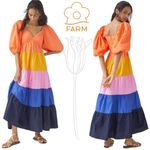 Farm Rio for Anthropologie Tiered Colorblocked Maxi Dress Small Photo 1